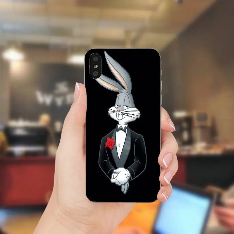 Милый кролик Tunes мягкие ТПУ Силиконовые случаи мобильного телефона для iPhone X XR XS Max