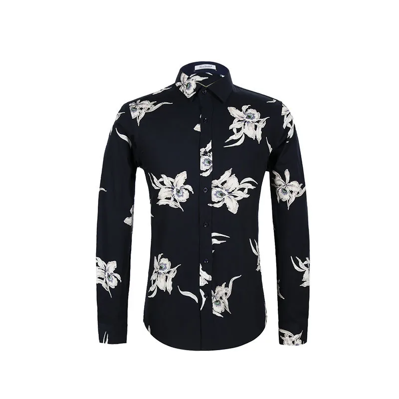2019 Men's printed shirt slim fit long sleeves fashion moda hombre casual Brand Men Clothing comfortable and soft touch | Мужская
