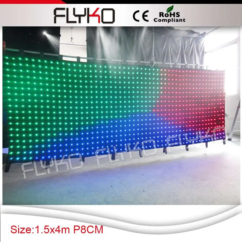 

Free shipping P80MM 5feet*13feet led dmx stage effect led backdrop curtain