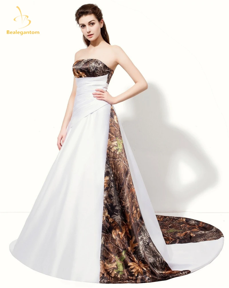 

2021 New Camo Wedding Dresses With Appliques Ball Gown Long Camouflage Wedding Party Dress Bridal Gowns Robe De Mariage QA1315