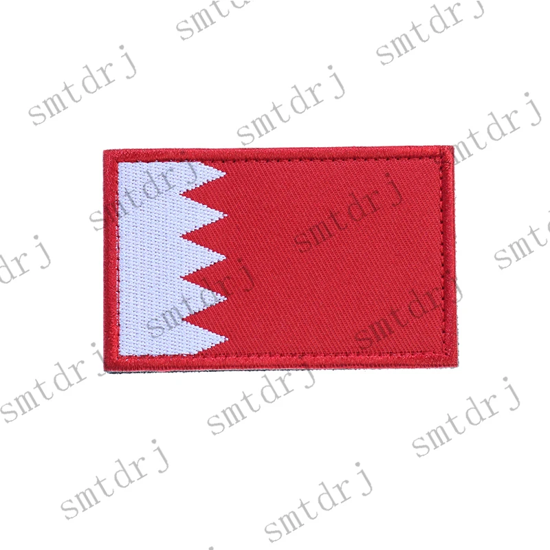 Asian Flag 3D Embroidered Headband Logo Bahrain Clothing Label 8 * 5cm Outdoor Backpack Personalized Fabric