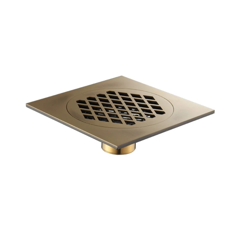 Drains Euro Style Antique Brass Bathroom Shower 15*15cm Floor Drain Wire Strainer Art Carved Cover Waste | Обустройство дома