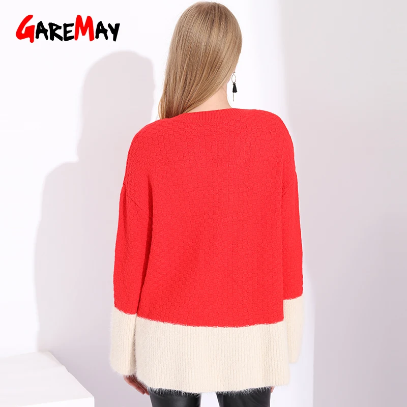 Women Sweaters And Pullovers Warm Cashmere Oversized Sweater Autumn Fashion Mohair Patch Red Christmas Loose | Женская одежда