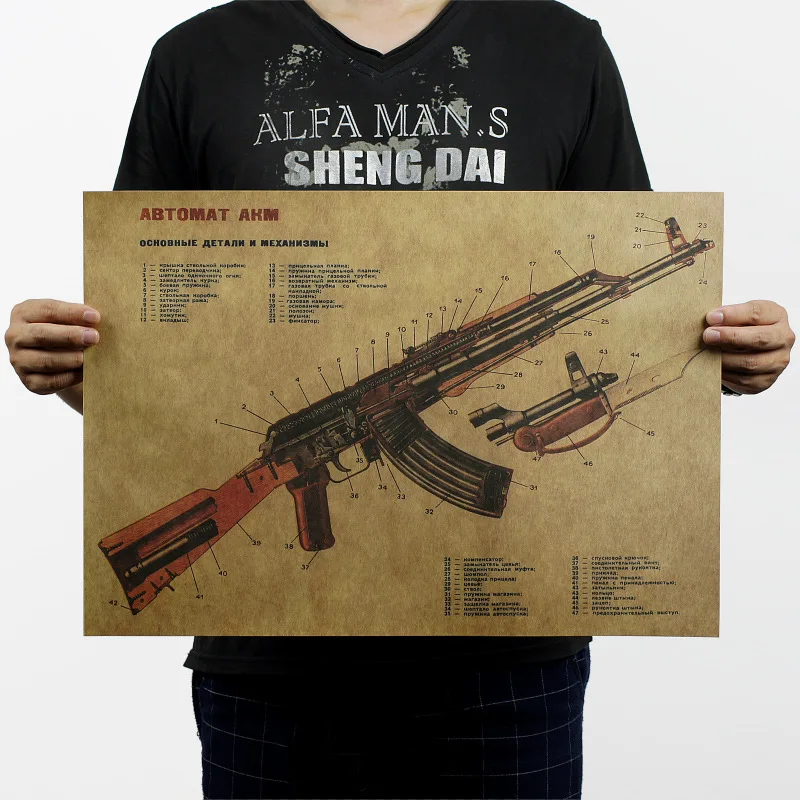 AK47 пистолет улучшенный дизайн Винтажный Классический плакат украшение для дома