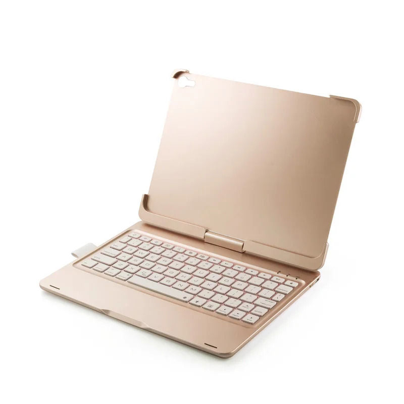 [Новое] Bluetooth клавиатура чехол для Apple iPad Pro 11,", 360 вращение и 7-Цвет с подсветкой, на застежке, чехол, жесткий Беспроводной клавиатура - Цвет: Gold
