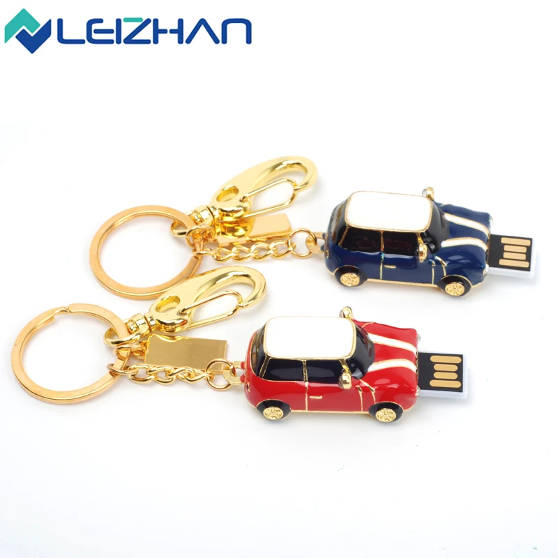 LEIZHAN Metal Car USB Flash Drive 2.0 Mini Cooper Pen 4GB Disk 8GB Memory Stick 16GB U Pendrive 32G Storage | Компьютеры и офис