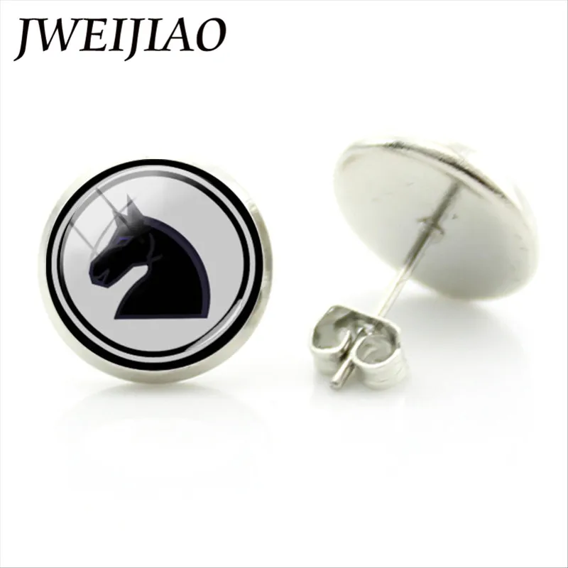 JWEIJIAO Fashion I Love Chess Earrings Knight Castle Stud Earring Personality International Lovers Ear CH15 | Украшения и