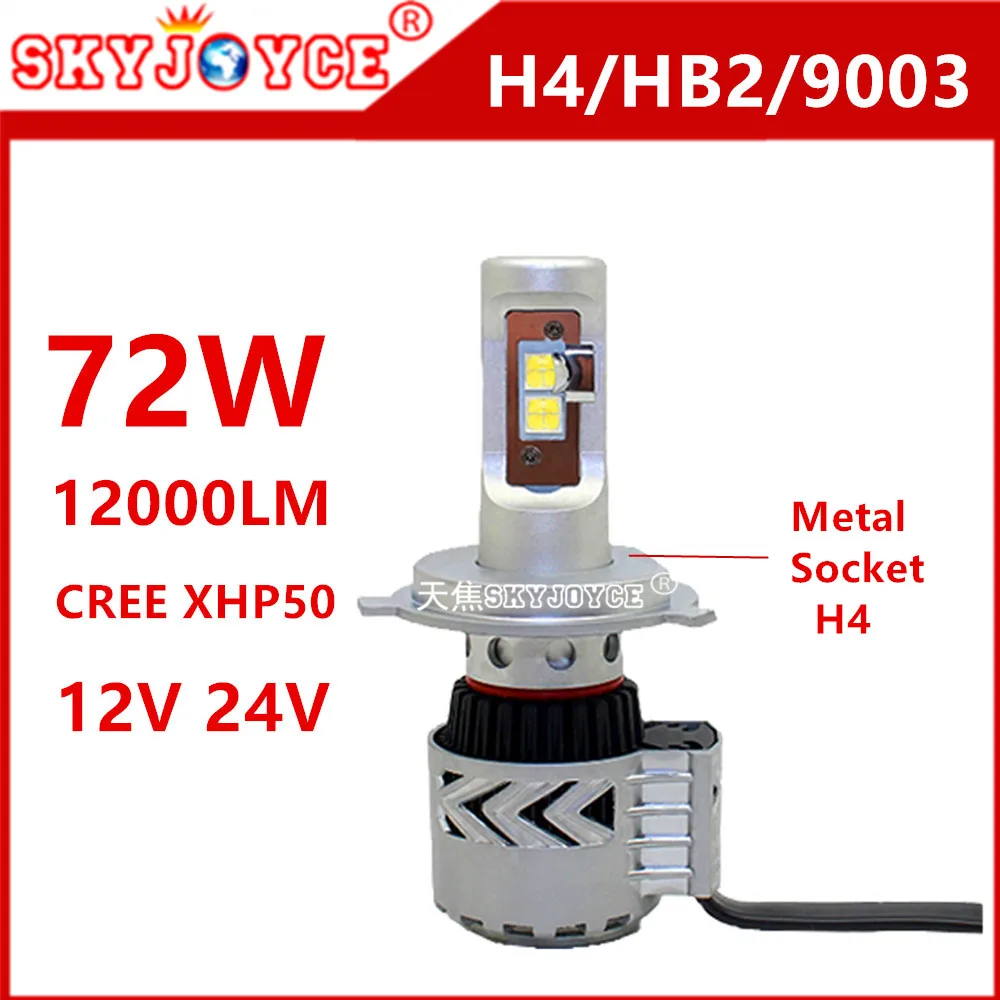 2X Автомобильные светодиодные фары H4 9003 HB2 led 72W для 12000LM 6500 к ксенон белый светодиод