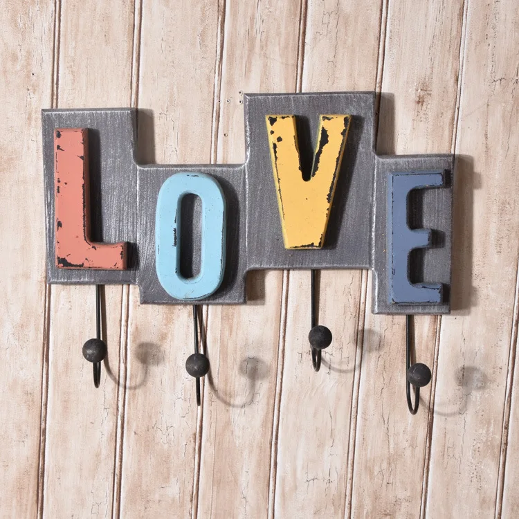 

1PC Wall wood home LOVE hooks wall coat racks creative door hanger wall hanging shelves Storage Rack Wall Shelf NU 006