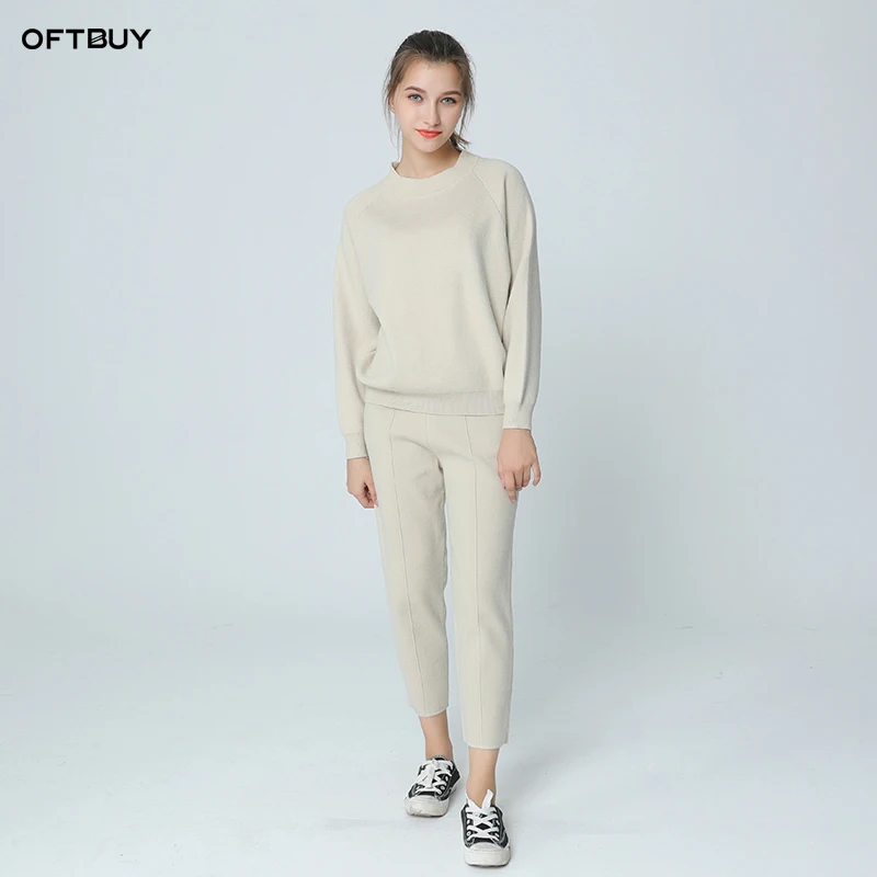 Распродажа 2019 весна осень повседневные водолазки брюки по лодыжку трикотажный