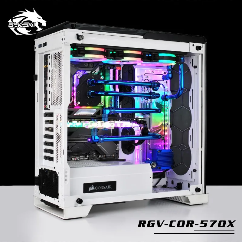 BYKSKI акриловая доска водный канал решение использовать для CORSAIR 570X чехол компьютера для процессора и GPU Блок/3PIN RGB/Combo DDC насос