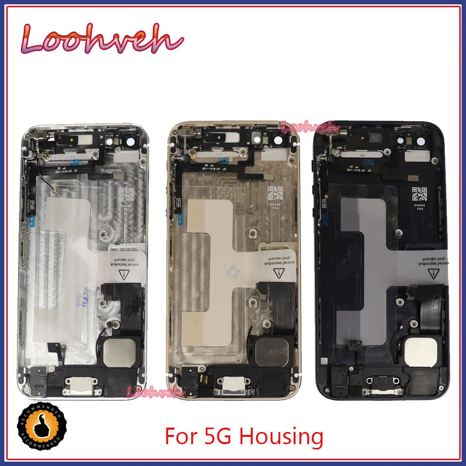 Высокое качество для iphone 5 5G 5S задняя средняя рамка Шасси Полный Корпус в сборе Крышка батарейного отсека задняя+ наклейка на аккумулятор+ чехол