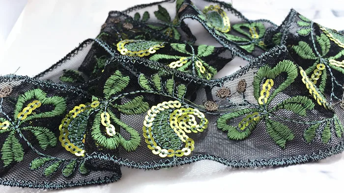 DIY зеленые листья дизайн красивые жаккардовые блестка пошив одежды обувь