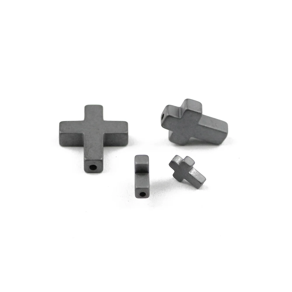 

BTFBES Matte Jesus Cross Black Hematite Beads Natural Stone Supply 6/8/10/14mm Long Loose Beads For Jewelry Necklace Making DIY