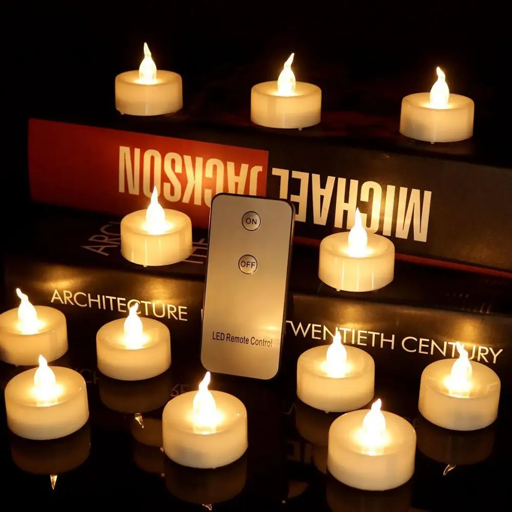 warm white remote Набор из 4 теплых белых свечей для аккумулятора, светодиодные мерцающие огни, желтый светодиод vela, поддельные Tealights velas парфюмерии для свадьбы - Цвет: warm white remote