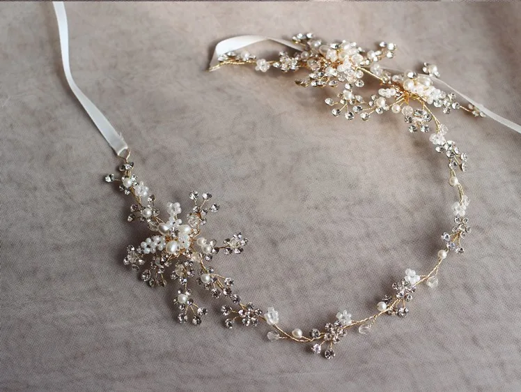 Модные золотистые и Серебристые Стразы лоза для волос свадебная повязка на