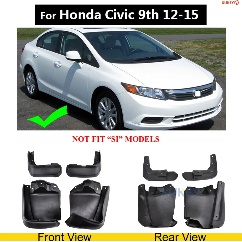 for Civic 4-dr 12-15 XUKEY 4x Автомобильные Брызговики для Honda FIT Jazz Civic Accord/евро HRV HR-V VEZEL CRV CR-V Брызговики - Цвет: for Civic 4-dr 12-15