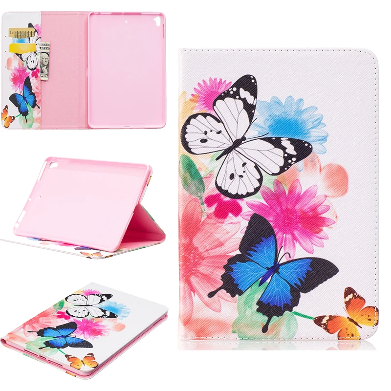 

Colored Drawing PU Leather Tablet PC Cases with Kickstand For Apple iPad mini 5 7.9" Flip Tablet Cases with Wallet Card Holders