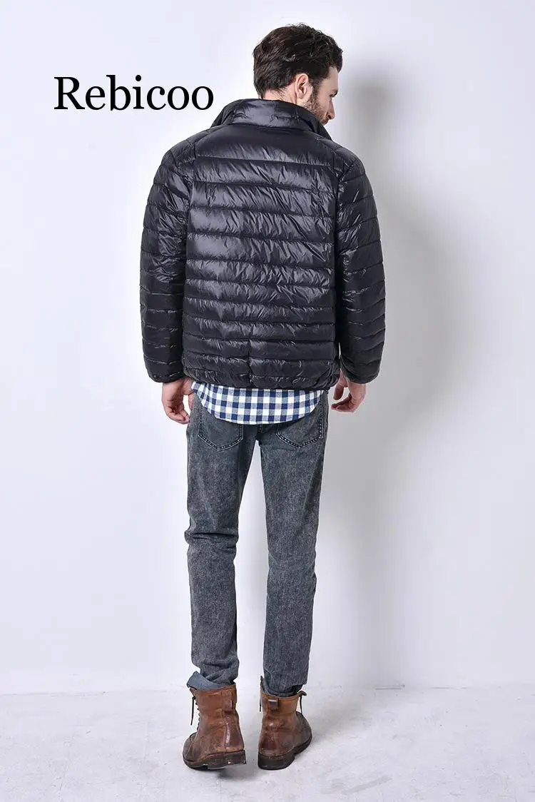 Мужской пуховик с гусиными перьями повседневная короткая куртка большие размеры