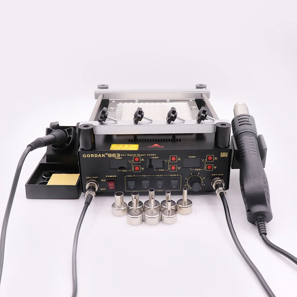 A Gordak863anti-static три-в-одном Combination preheatingstationfull цифровой дисплей BGA паяльная станция 12*12 см нагревательная пластина - Цвет: A