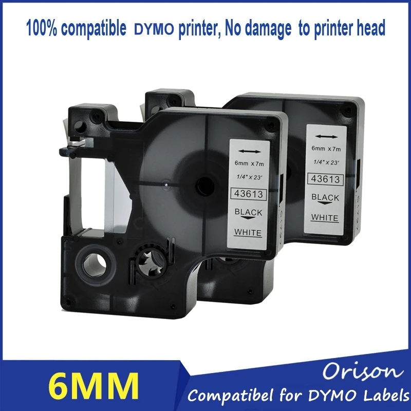 3 шт. Dymo 43613 черный на белом совместимый DYMO D1 6 мм label Клейкие ленты картридж для
