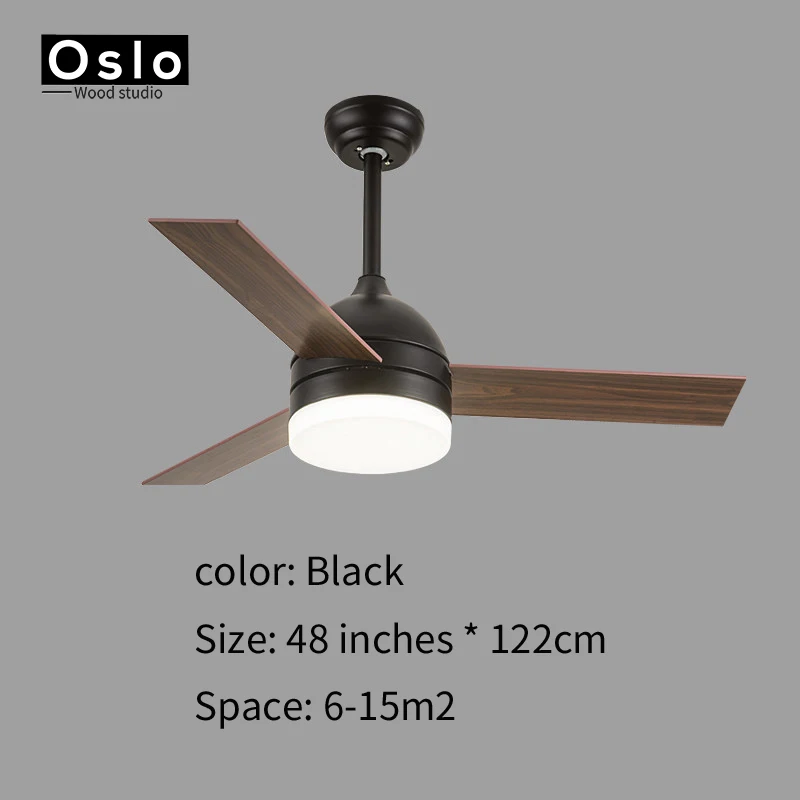 48 inches Black Американский Ретро потолочный вентилятор свет Скандинавский современный столовая спальня гостиная ресторан прочный деревянный потолочный вентилятор лампы - Цвет лезвия: 48 inches Black