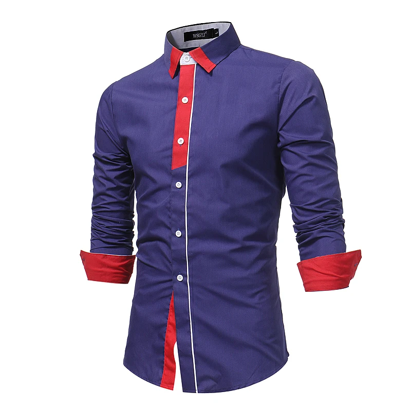 Мужская рубашка с длинным рукавом повседневная деловая обтягивающая|men brand dress
