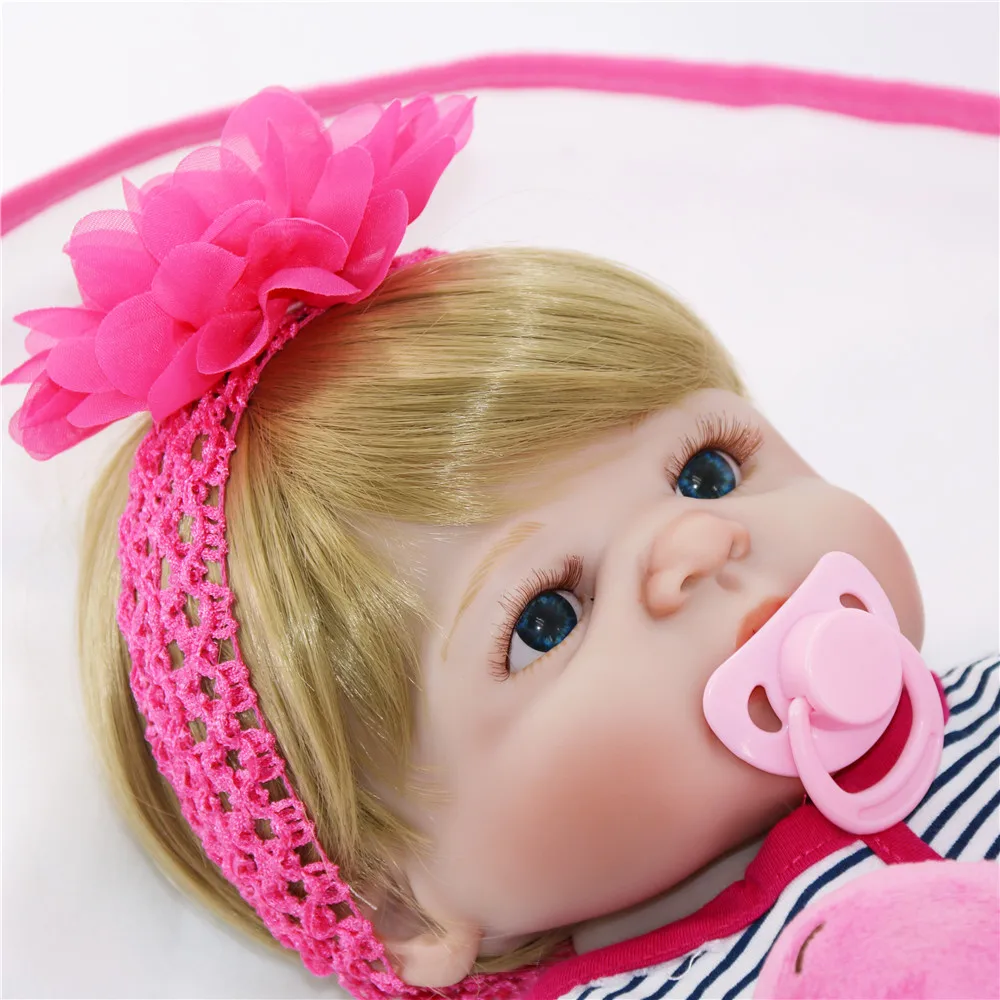 Full Body Silicone Vinyl Babies Reborn Dolls Realistic Alive 23 inch New Born Baby wear Stripe Rompers bebe Bonecas Rebron Gift | Игрушки и