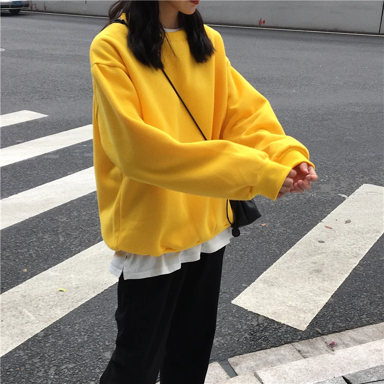 Jielur 12 однотонные толстовки Джерси женские Зимние флисовые корейские Harajuku толстовки женские Kpop Kawaii черные розовые женские s пуловеры