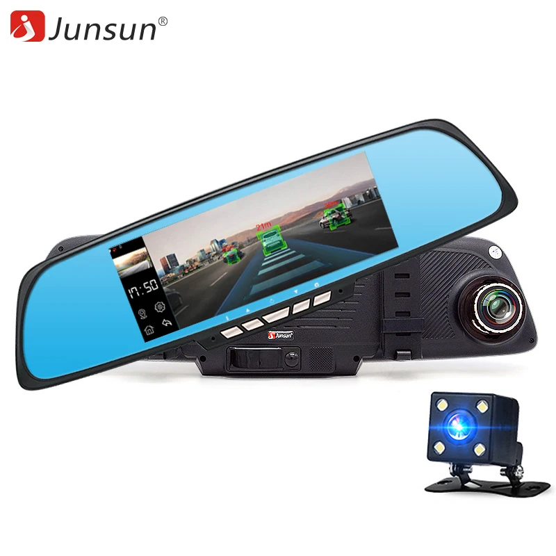 Junsun 6.86 &quotКамеры DVR автомобиля Навигации GPS с Двумя Объективами Зеркало Заднего