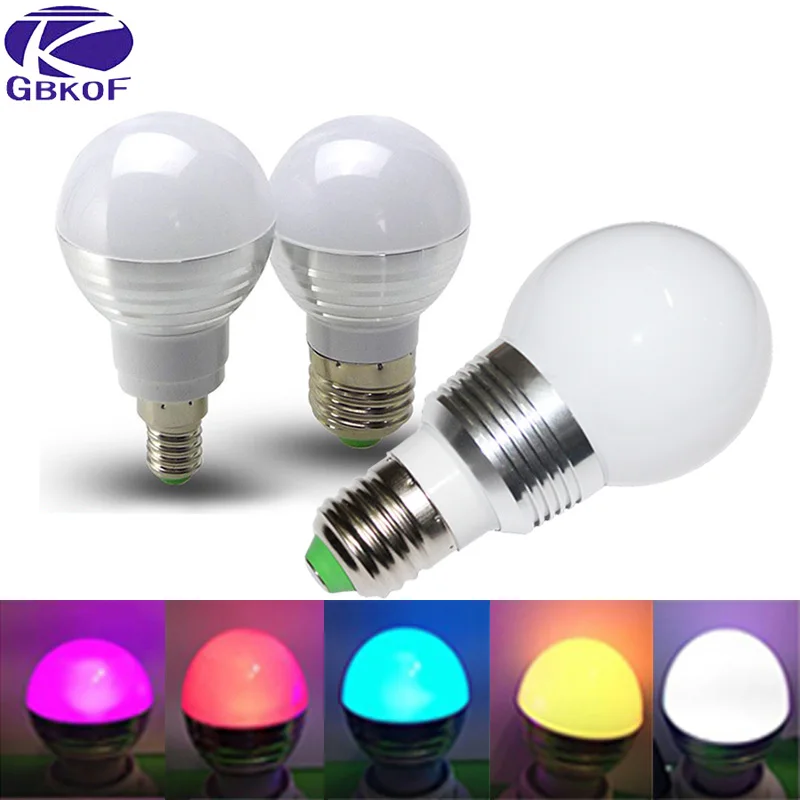 5 Вт/7 Вт RGB Светодиодная лампа E27 E14 85-265 в красочная Точечный светильник Лампочка