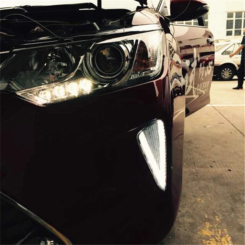 Автомобильный мигающий 1 комплект для Toyota Camry светодиодный DRL Дневной ходовой светильник DRL Дневной светильник противотуманная фара желтый сигнальный светильник s
