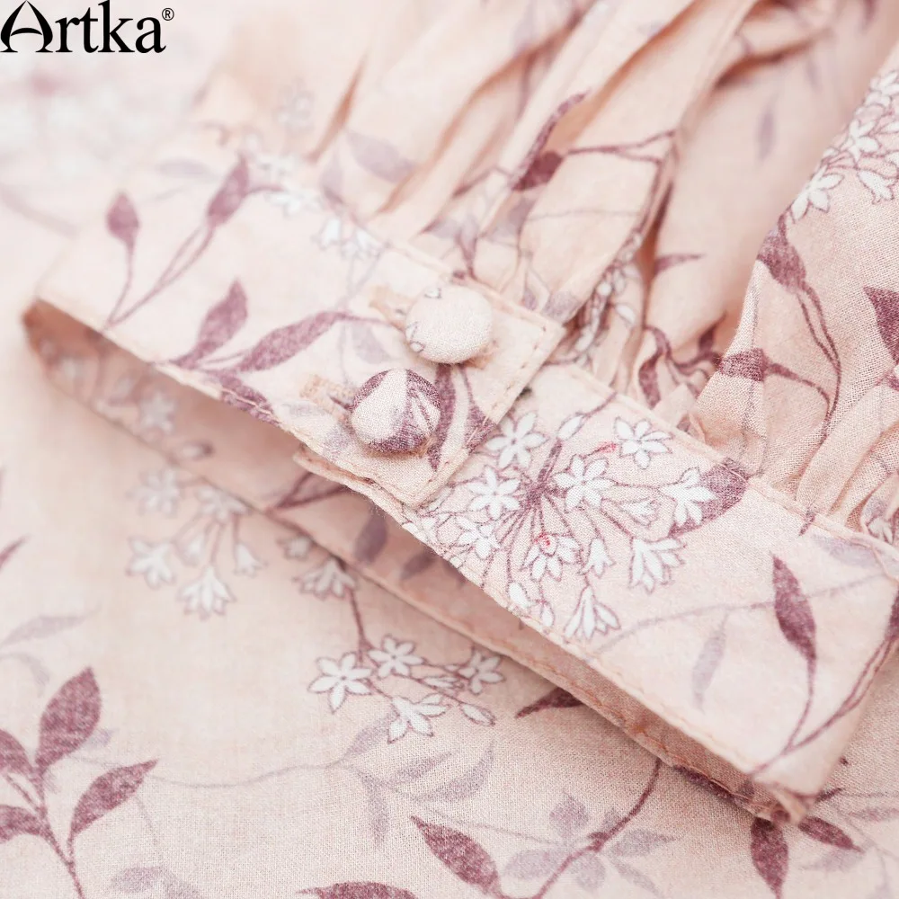 Artka женская весной новый сплошной цвет ситца рубашка элегантный отложной
