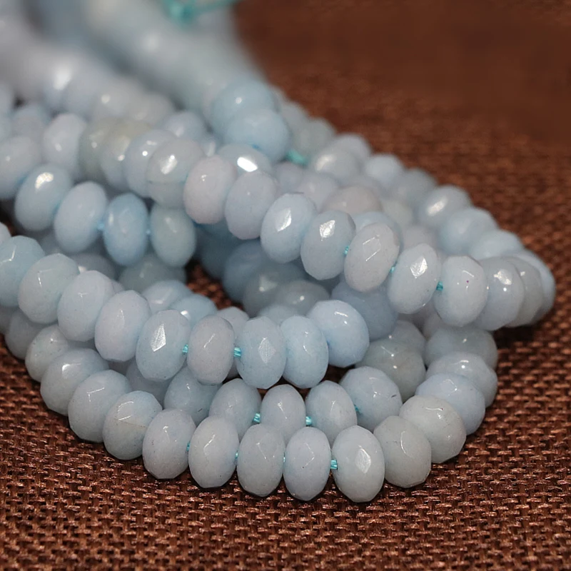 Небесно-голубой камень из натурального камня 5*8 мм граненый abacus rondelle chalcedony