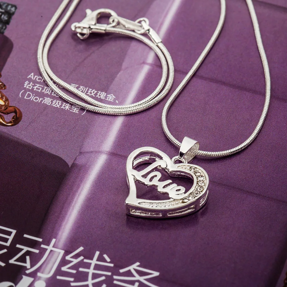 Ожерелье женское серебряное в форме сердца с кристаллами 10 шт./лот|charm choker|heart