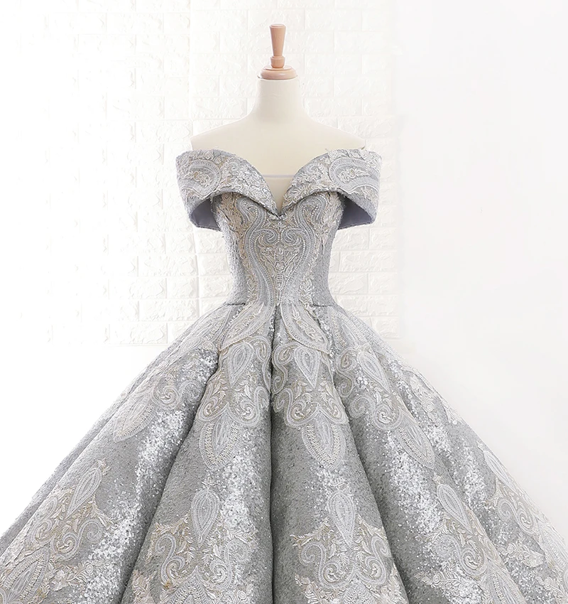 J66673 jancember shiny grey dubai evening dress sweetheart floor length off shoulder ball gown vestidos de noche elegantes 2019