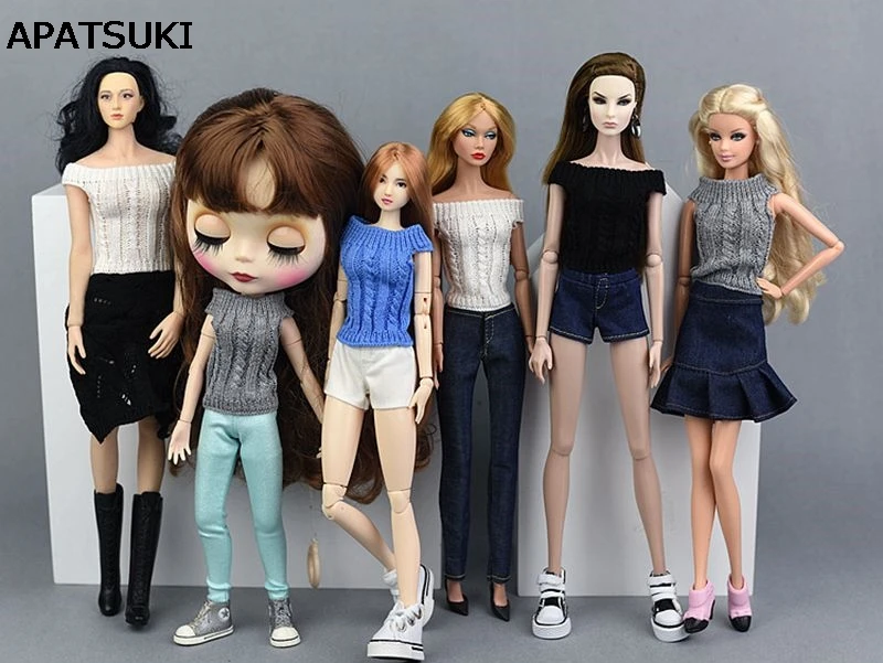 Вязаный свитер ручной работы для куклы Blythe, одежда для детей, игрушки, повседневная одежда, одежда для кукольного домика Барби 1/6, аксессуары для кукол