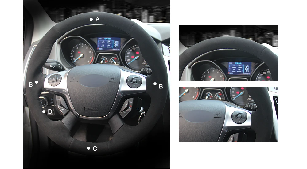 MEWANT черный кожаный черный замшевый Автомобильный руль Крышка для Ford Focus 3-2012 KUGA Escape 2013- C-MAX 2011