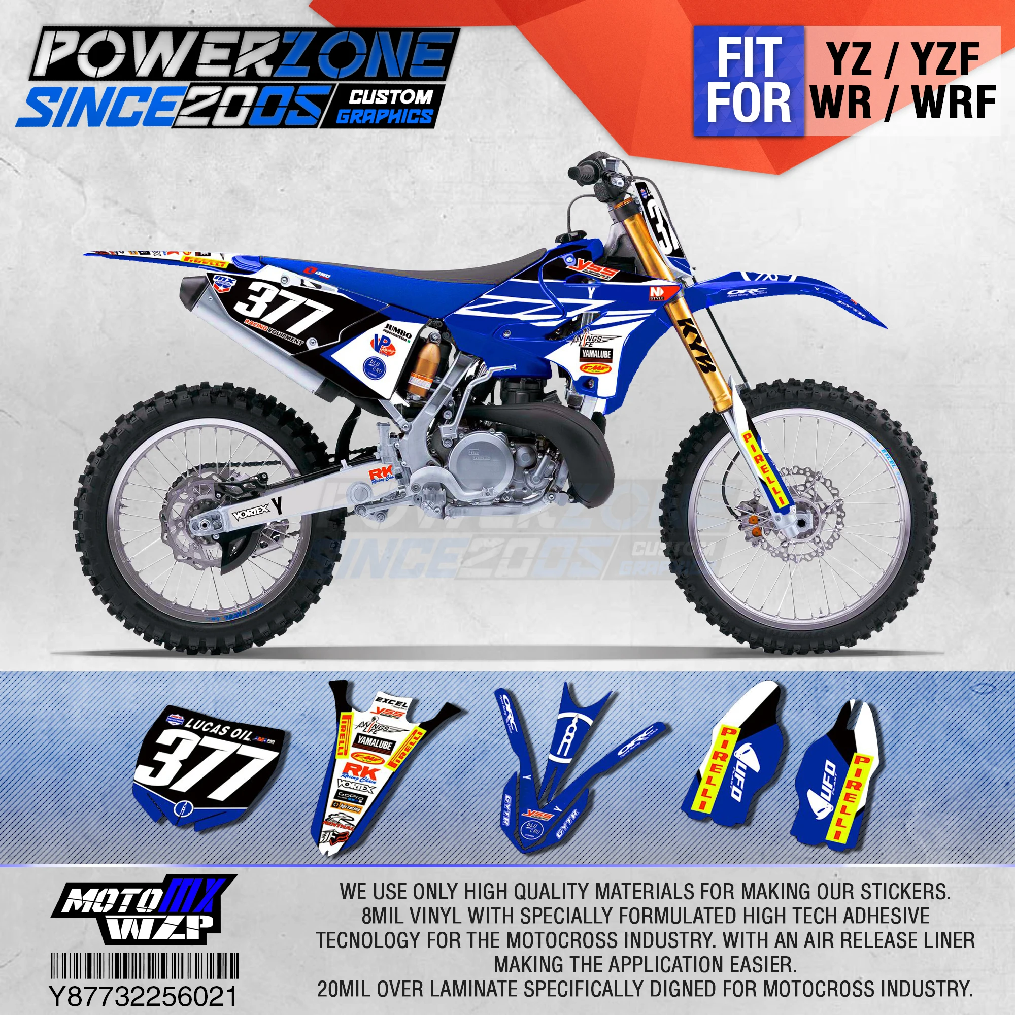 PowerZone графика команды на заказ фоны наклейки 3 м пользовательские для YAMAHA YZ125/250X1996