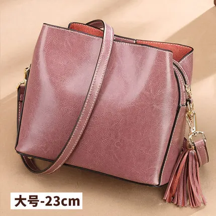 light purple Красивая сумка из натуральной кожи с кисточками, повседневная сумка через плечо, модная брендовая дизайнерская женская сумка-мессенджер - Цвет: light purple