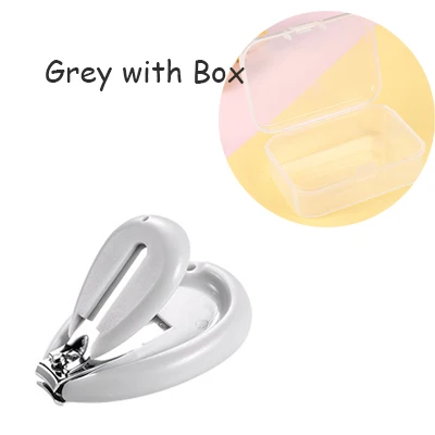 Gray With Box Милые безопасные детские кусачки для ногтей, детские ножницы для ногтей, триммер для пальцев, ножницы, Детские кусачки для ногтей, удобный уход на каждый день - Цвет: Gray With Box