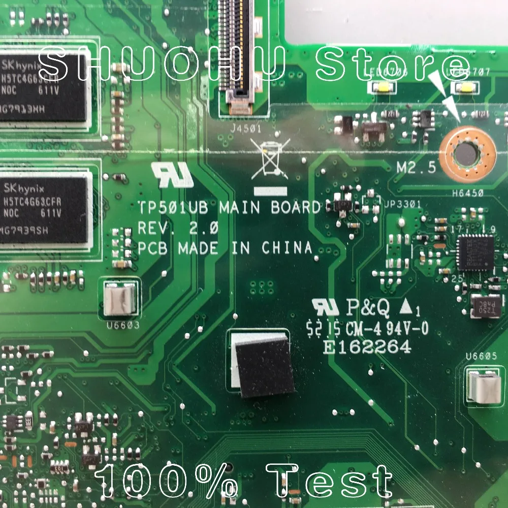 

KEFU For ASUS vivobook TP501UB TP501U TP501UQ TP501UA Laptop Motherboard I5-6200U CPU 4GB Tested 100% work original Mainboard