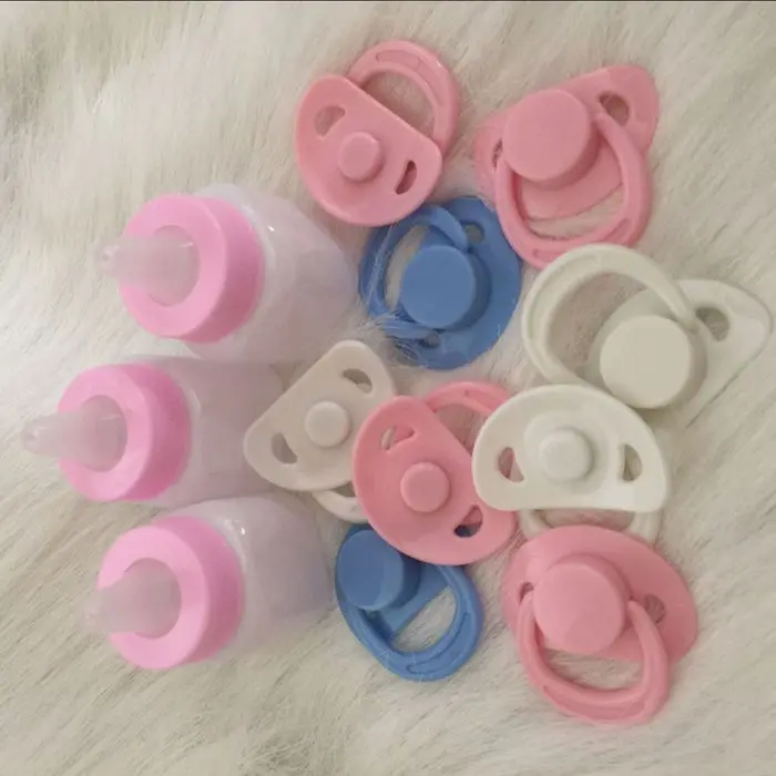 Магнитная пустышка и розовая бутылочка для кормления DIY reborn baby doll ручной работы