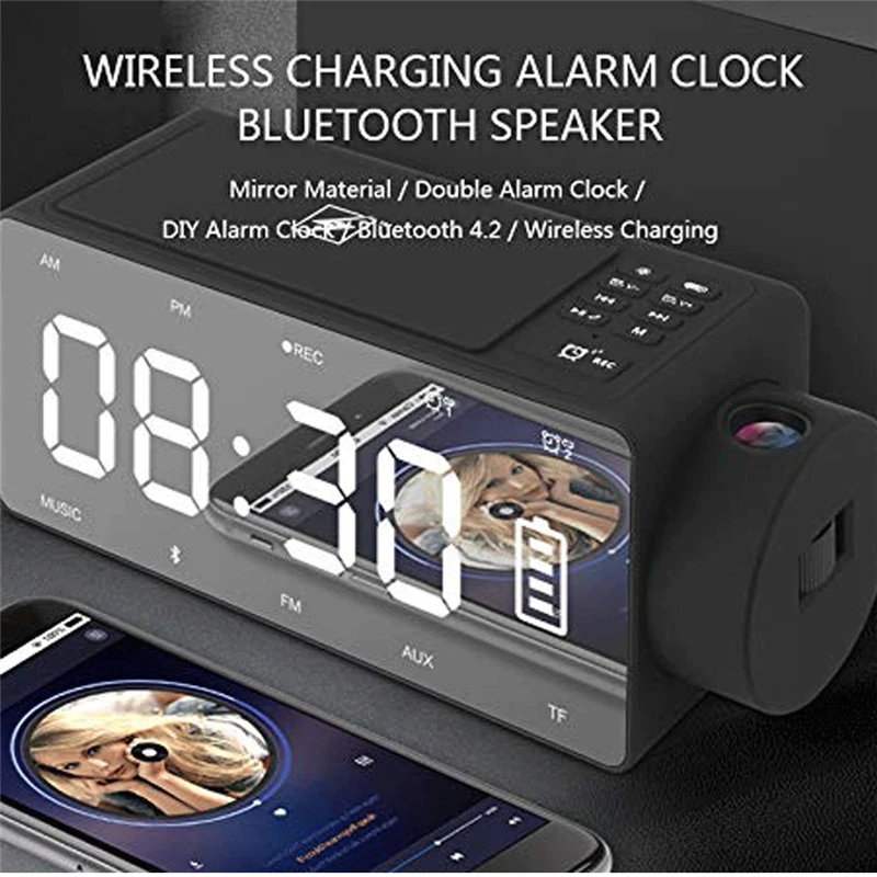 Беспроводной Bluetooth Настольный Будильник смарт-динамик TF карта аудио с зеркалом