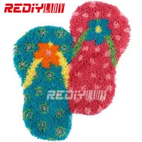rediy ladiy latch hook rug blue and red shoes wall tapestry floor mat pre printed canvas cushion diy yarn crocheting carpet rug