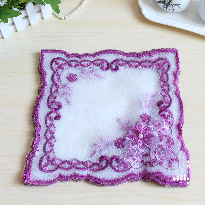 Современная кружевная вышивка с блестками коврик для стола салфетка кофе чашка