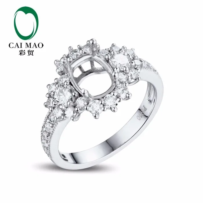 CaiMao Подушка Semi Mount кольцо настройки и 0.89ct АЛМАЗ 18 k Белое Золото Обручальное кольцо с драгоценными камнями ювелирные изделия