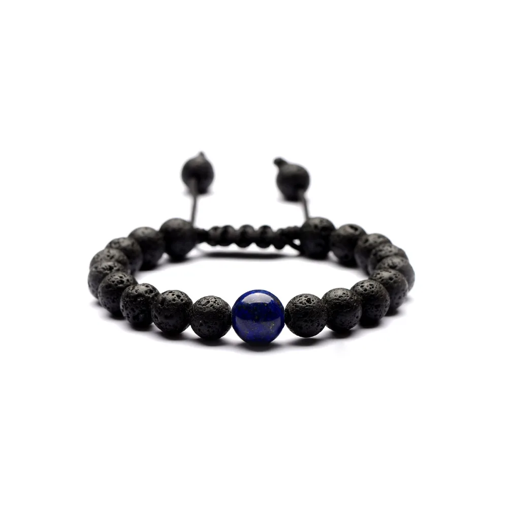 WIW 8 мм лавовый камень регулируемый ручной вязальный браслет лечебные