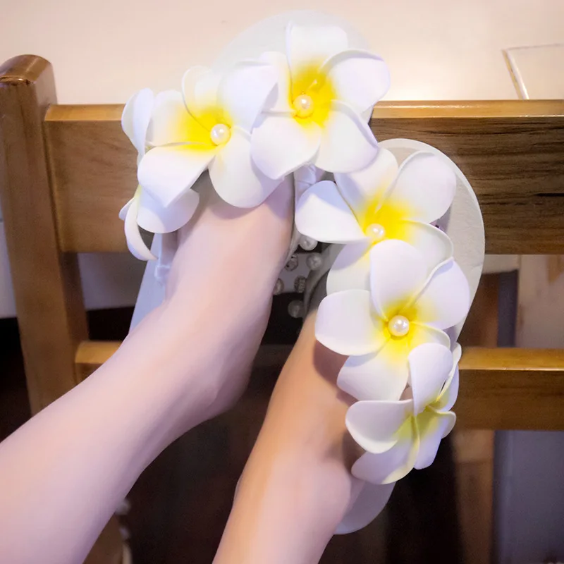 Женские пляжные шлепанцы Koovan летние ручной работы с жемчужинами плоская подошва