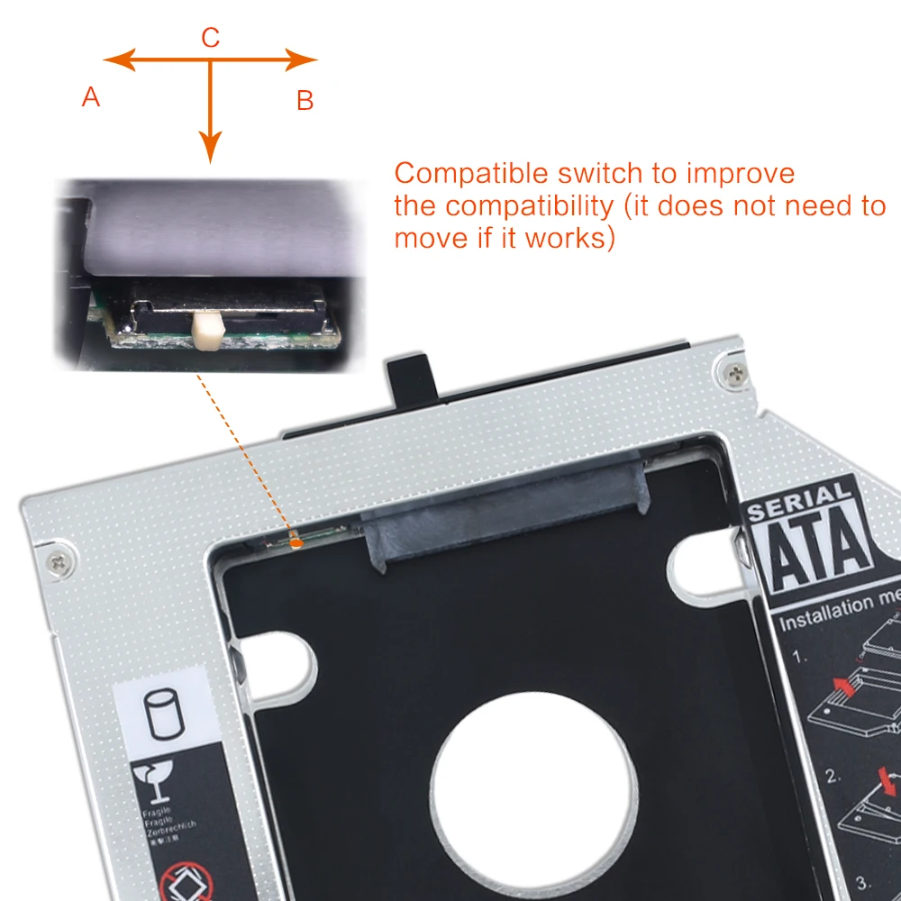TISHRIC 12,7 мм SATA 3,0 HDD Caddy HDD Чехол коробка HDD 2,5 Optibay алюминиевый корпус для lenovo ThinkPad T420 T430 T510 T530 W700